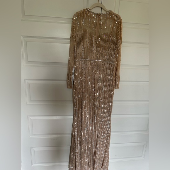 Mac Duggal Sequin Illusion Long Sleeve Trumpet Gown in Rose Gold NWT - Picture 7 of 10